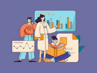 Doctor examines patient flat vector concept operation hand drawn illustration
