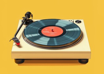 illustration of a vinyl record player, vector, simple, flat