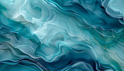 Obraz premium Elegant flowing shapes and gradients in blue and teal with a serene, fluid design