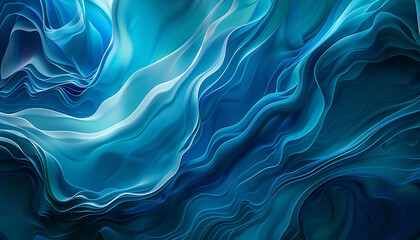 Fluid, organic shapes in blue and teal with smooth gradients and a tranquil feel