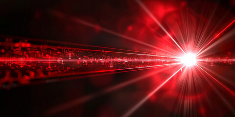 Fototapeta premium Abstract red laser beam on dark background with dynamic light effects showcasing futuristic and high-tech design 