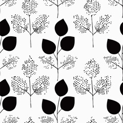 minimalist vining leaves made entirely out of dots pattern
