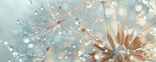 Abstract image of a dandelion with dew drops.