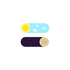 Illustration vector graphic of day and night switch toggle button on white background. Isolated switch toggle button.