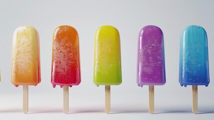 Pastel-colored popsicles. Delicious and bright background with ice cream. Minimalistic aesthetic design. Generative AI