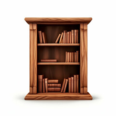 a wooden bookshelf isolated Image of wooden book shelf with books white background generate ai
