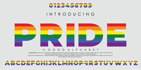 New Modern rainbow color Pride abstract digital alphabet font. Minimal technology typography, Creative urban sport fashion futuristic font and with numbers.