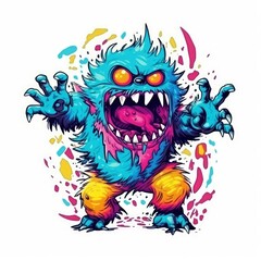 Fototapeta premium Art illustration monster angry Design t-shirt