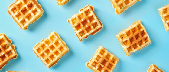 Waffle pattern on blue background.