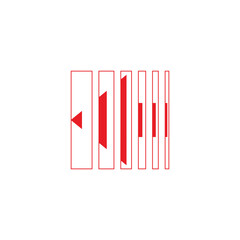 square lines red back arrow decor vector