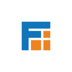 letter f squares colorful window geometric logo vector