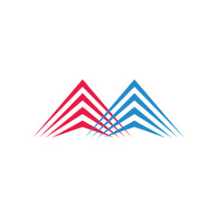 letter m stripes triangles simple colorful logo vector