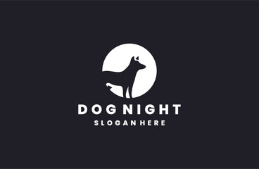 Dog night logo template vector illustration design