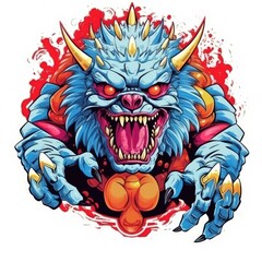 Fototapeta premium Art illustration monster angry colorfull 