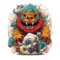 Art illustration  monster angry colorfull 