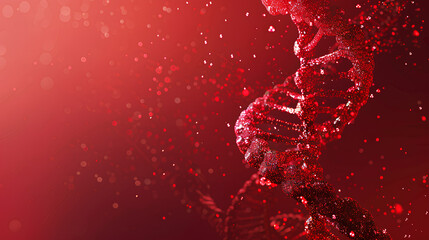 Red Digital DNA Helix with Scientific Elements