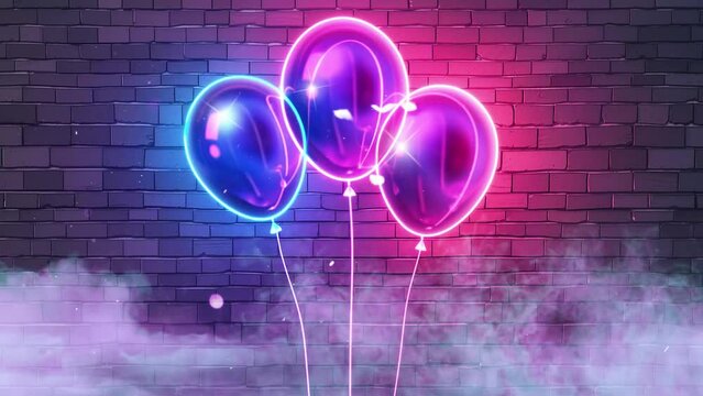 realistic isolated neon sign balloons frame. seamless looping overlay 4k virtual video animation background