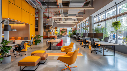 Fototapeta premium A large open office space with many people working at their desks