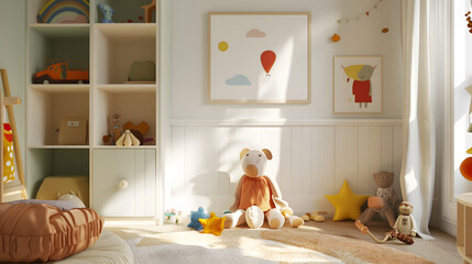 A child's playroom with a white tent and a variety of toys