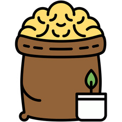 Fertilizer Icon. Plant Nutrient Soil Pictogram Graphic Illustration. Isolated Simple Filled Line Icon For Infographic, App and Web Button.