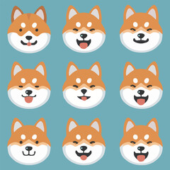 Fototapeta premium cute shiba dog cartoon graffiti pattern
