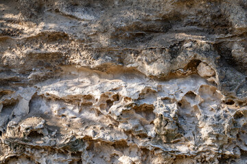 Alluvium / Sand and gravel, Salt weathering / Alcove (landform) Older dune deposits / Sand dunes / Well-sorted calcareous sand, Diamond Head Rd, Honolulu Oahu Hawaii geogoly.  two Stratum