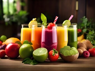 fruit cocktail juices with fruits