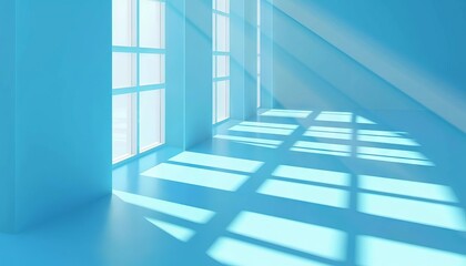 abstract light blue background with shadows and light from windows minimalist concept illustration