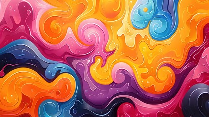Obraz premium background filled with vibrant, swirling patterns in bright colors like pink, orange, and yellow
