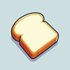 Illustration Vector Graphic Cartoon of a Slice of Plain White Bread, Featuring Realistic Texture, Soft Edges, and Subtle Crumbs, Perfect for Breakfast