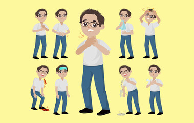 Fototapeta premium Sick people with different symptoms