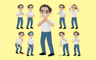 Obraz premium Sick people with different symptoms