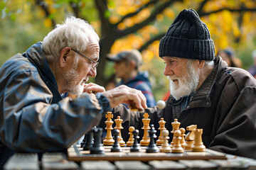 Seniors playing a spirited game of bingo at a community center, Stock Photo with copy space