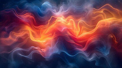 An abstract background showcasing a burst of colorful shapes and smoke, with vibrant swirling patterns in blue, red, and yellow, appearing as if captured by an HD camera