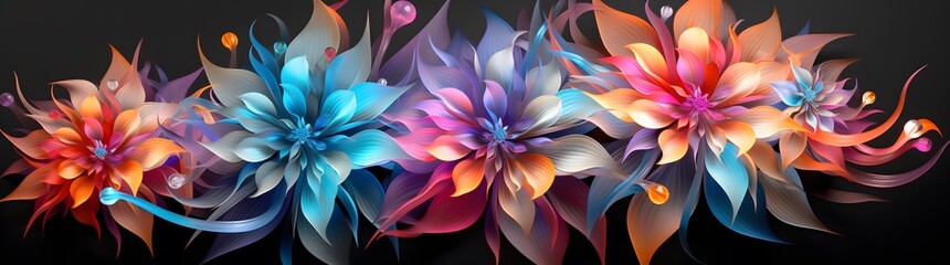 an abstract bouquet of colorful fractal flowers