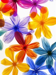 Fototapeta premium An abstract floral illustration with circular shapes and pattern on white background. 