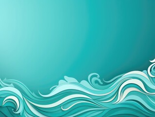 Promotional template with wave borders on a turquoise background