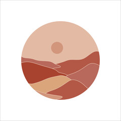 Circle mountain landscape background vector element