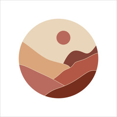 Circle mountain landscape background vector element