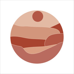 Circle mountain landscape background vector element