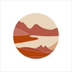 Circle mountain landscape background vector element