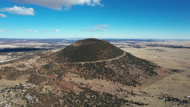 Aerial View of Capulin Volcano National Monument, New Mexico USA on Sunny Day