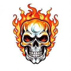 Art illustration skull skull on fire