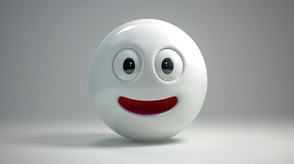 happy white 3d emoji on white background. digital 3d render