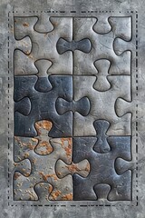 Two puzzle pieces interlocking perfectly, symbolizing a successful partnership, inside a dotted line border, on a professional gray background. Ideal for promoting collaborations, joint ventures, and