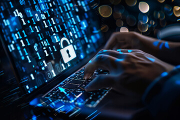 business man hand touching on virtual digital padlock key diagram with media link connecting technology background, networking tech, cybersecurity, cyber network connection concept