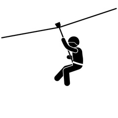 Extreme game of riding a flying fox