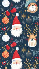 Seamless pattern of Christmas images