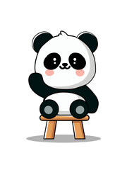 vector illustration of cute panda sitting on a chair in flat and minimalist style isolated on white background