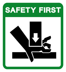 Safety First Hand Crush Force From Above Symbol Sign, Vector Illustration, Isolate On White Background Label .EPS10